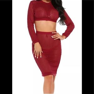 FINEJO SIZE LARGE SHEER RED STRIPED DRESS HAPPY VALENTINE’S DAY SWEETHEART